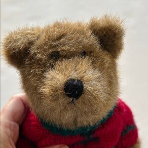 Boyds Bears Brown Stuffed Animal with Red Sweater